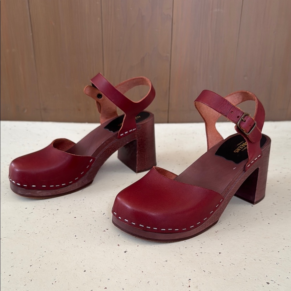 Red Leather Platform Sandals